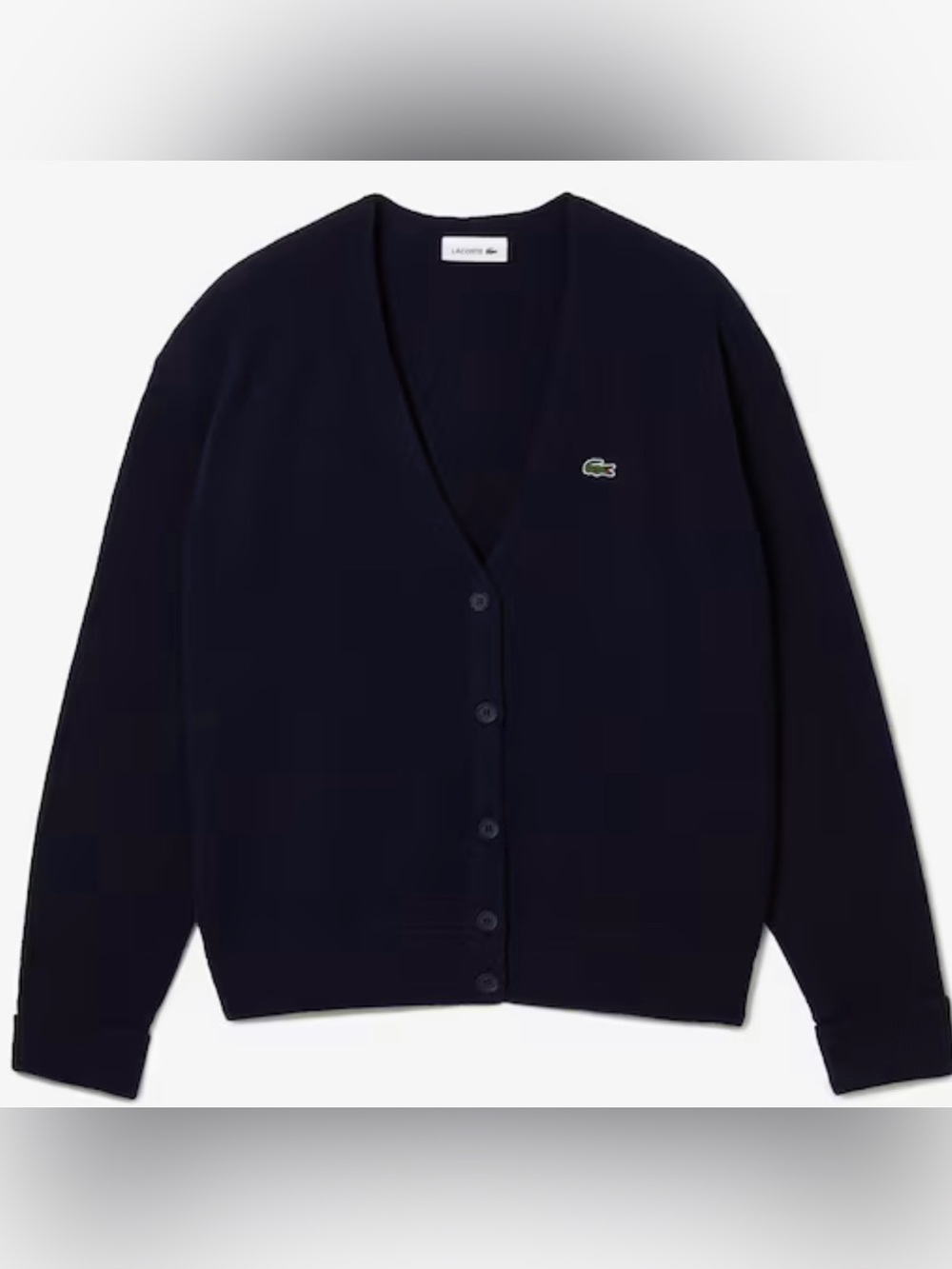 Lacoste Women's Relaxed Fit V Neck Wool Cardigan